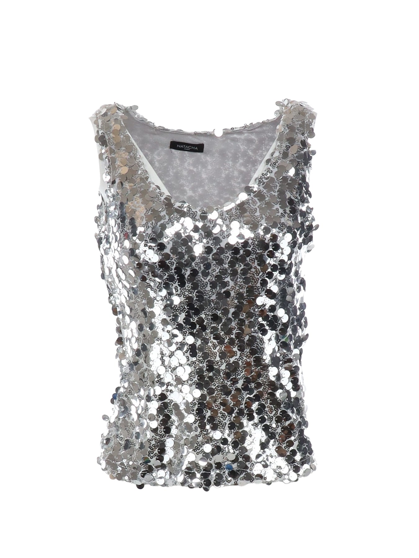Silbernes Pailletten-Tanktop „Natacha“