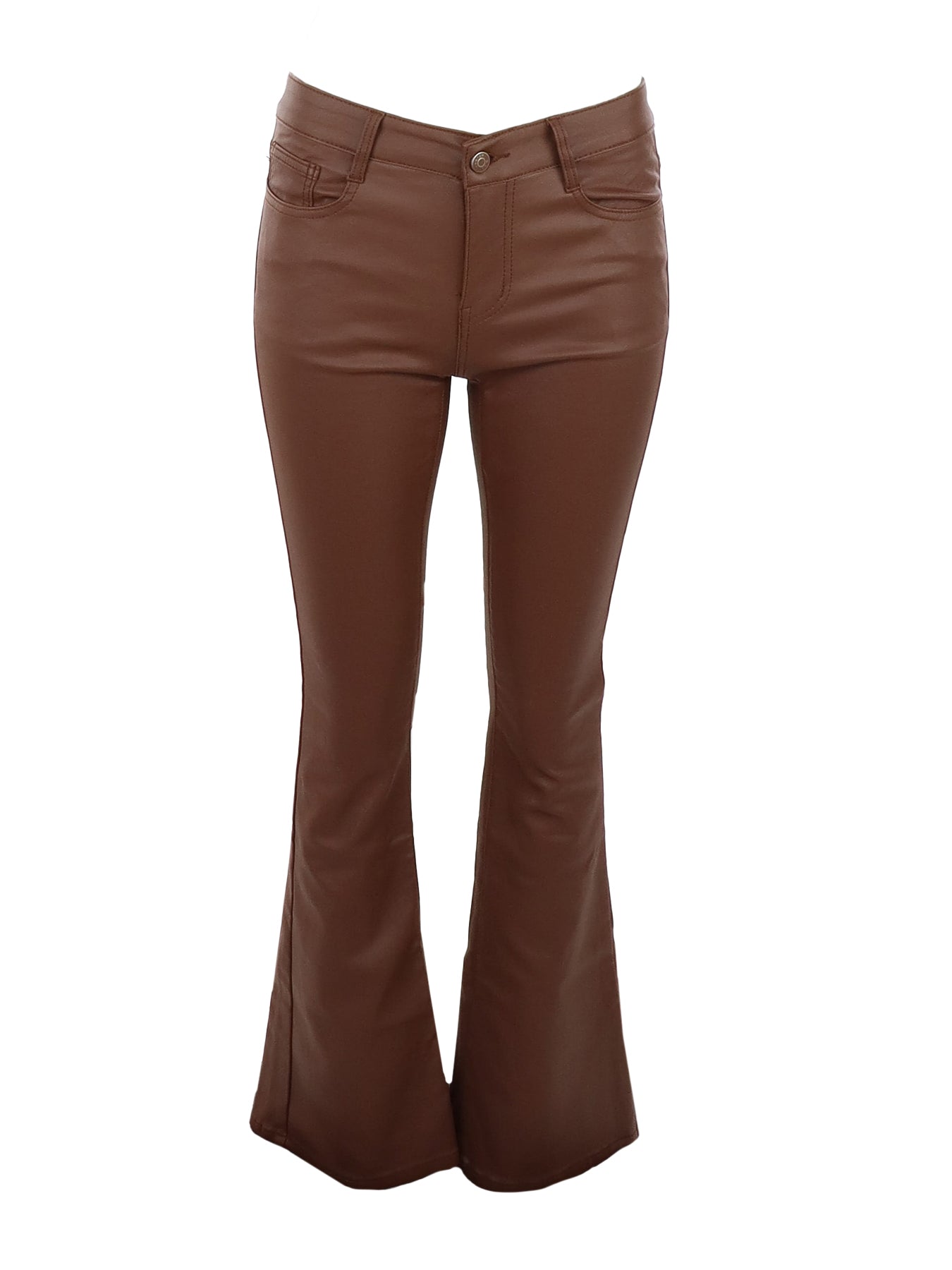 Pantalon flaire bootcut huilé camel