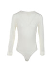Ecrufarbener Bodysuit mit hohem Kragen „King Kong“