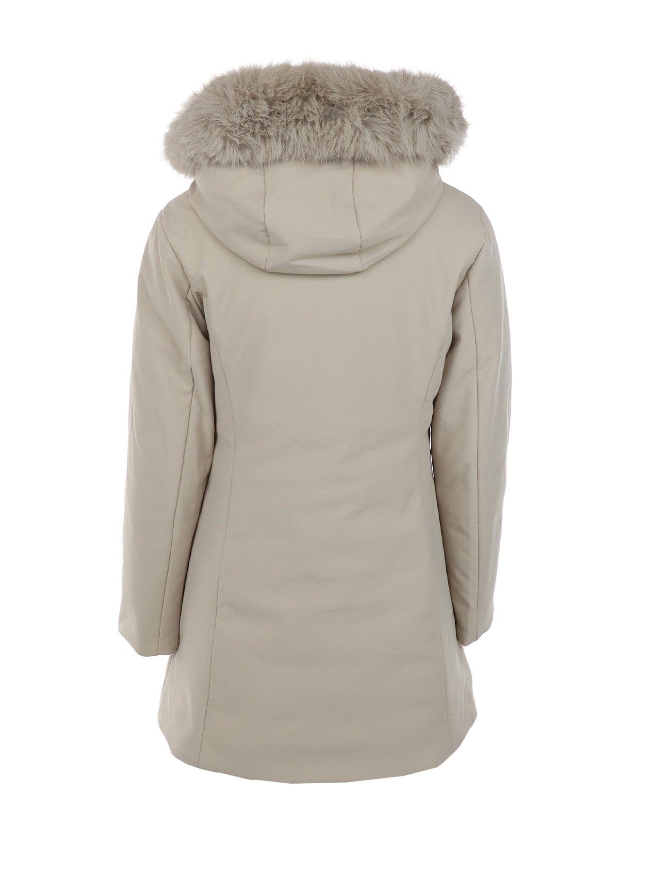 Mittellange Sand-Daunenjacke
