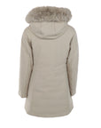 Mittellange Sand-Daunenjacke