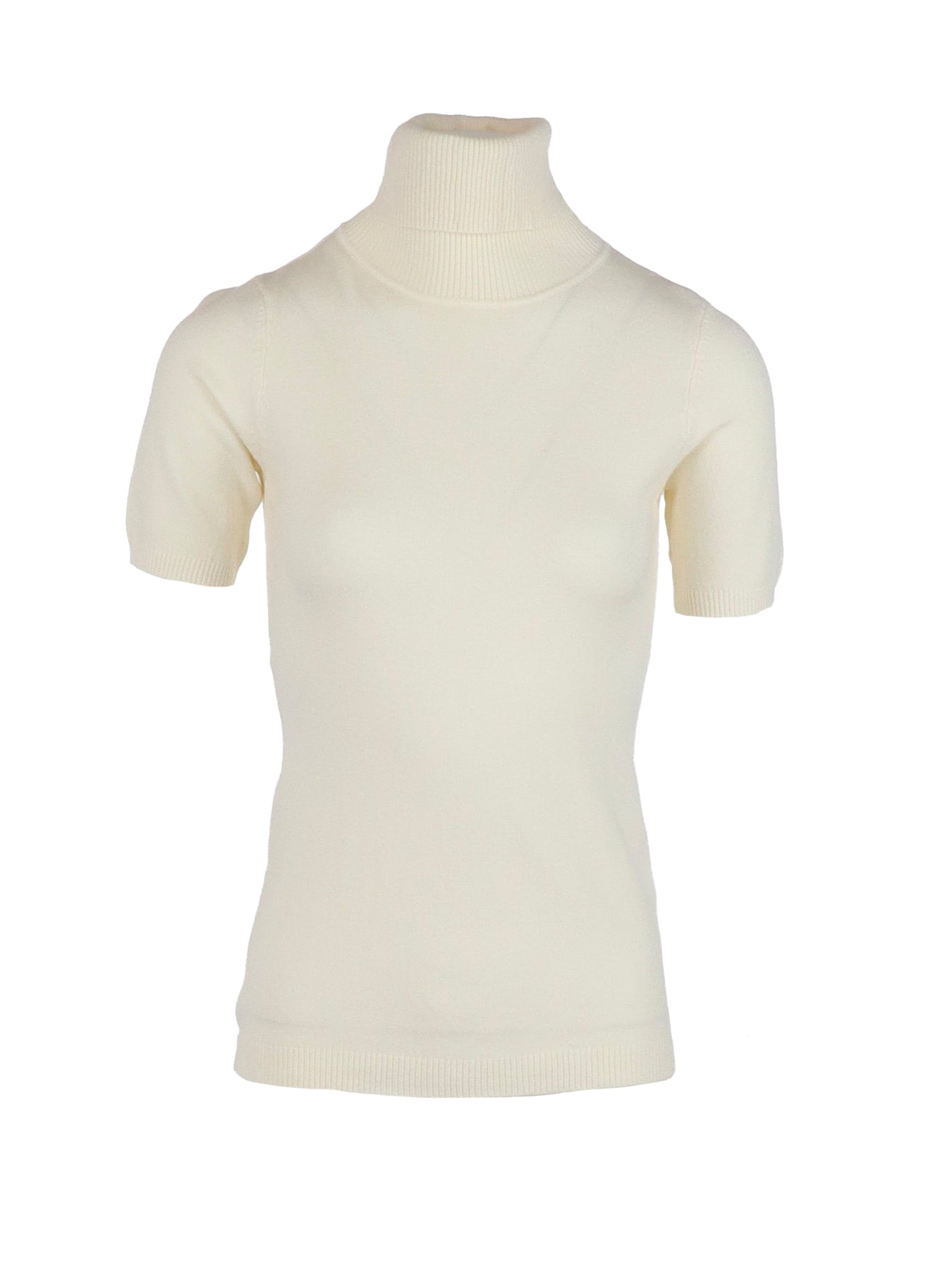 SER ecrufarbener kurzärmliger Rollkragenpullover