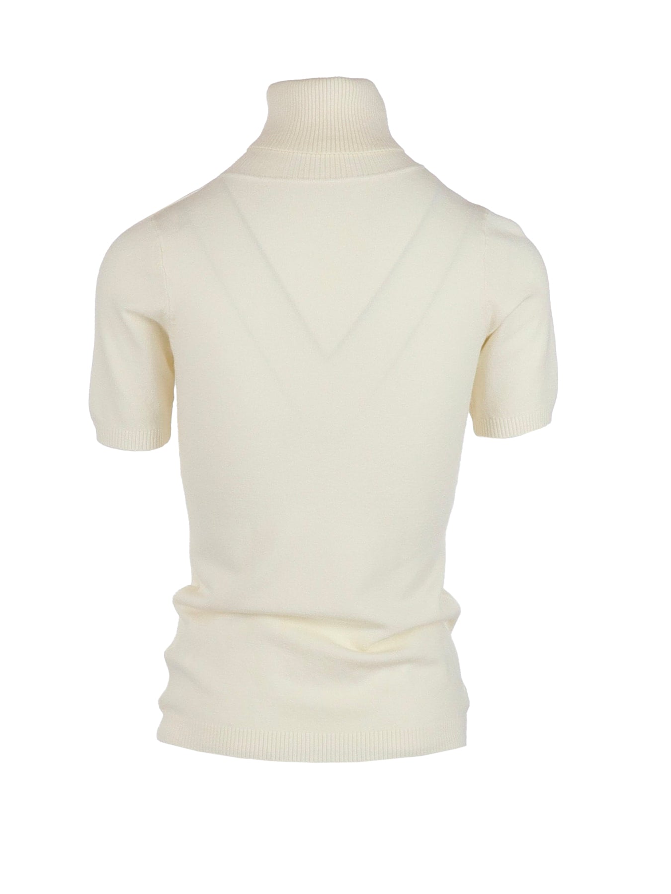 SER ecrufarbener kurzärmliger Rollkragenpullover