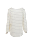Beige gestreifter Pullover mit V-Ausschnitt und goldenen Mannequins