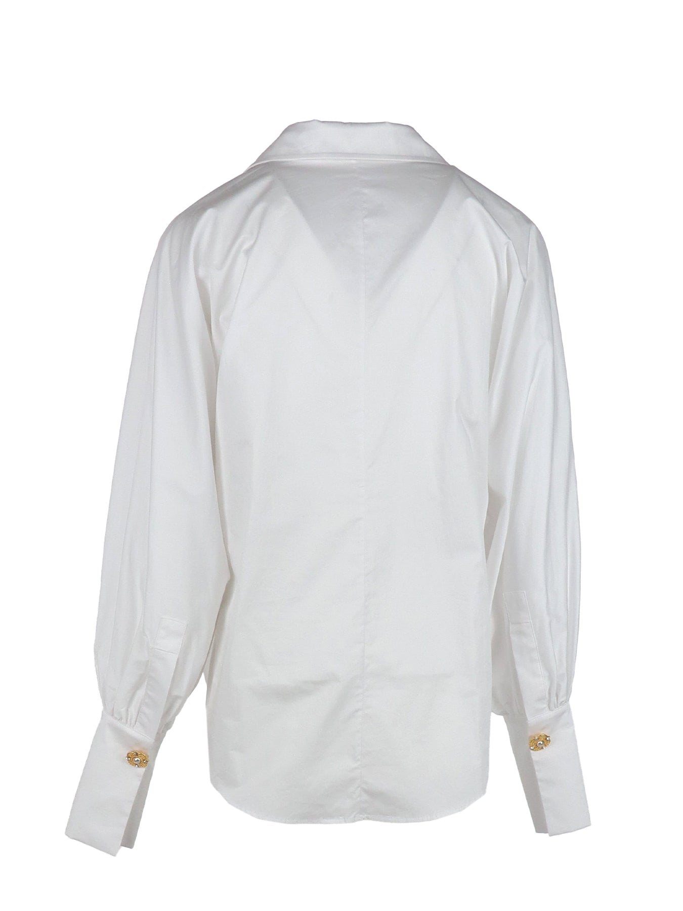 Weiße Bluse von Interdee mit goldenen Knöpfen