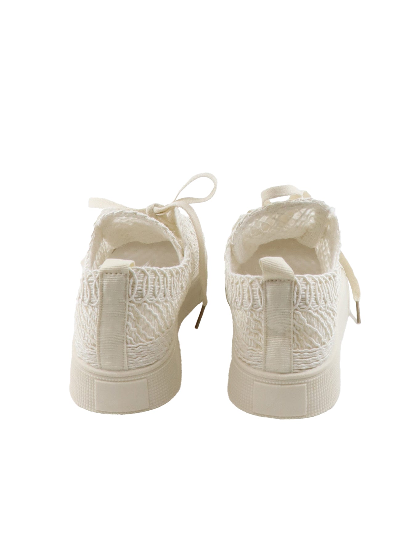 Ecrufarbene Keilsneakers mit Spitze