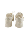 Ecrufarbene Keilsneakers mit Spitze