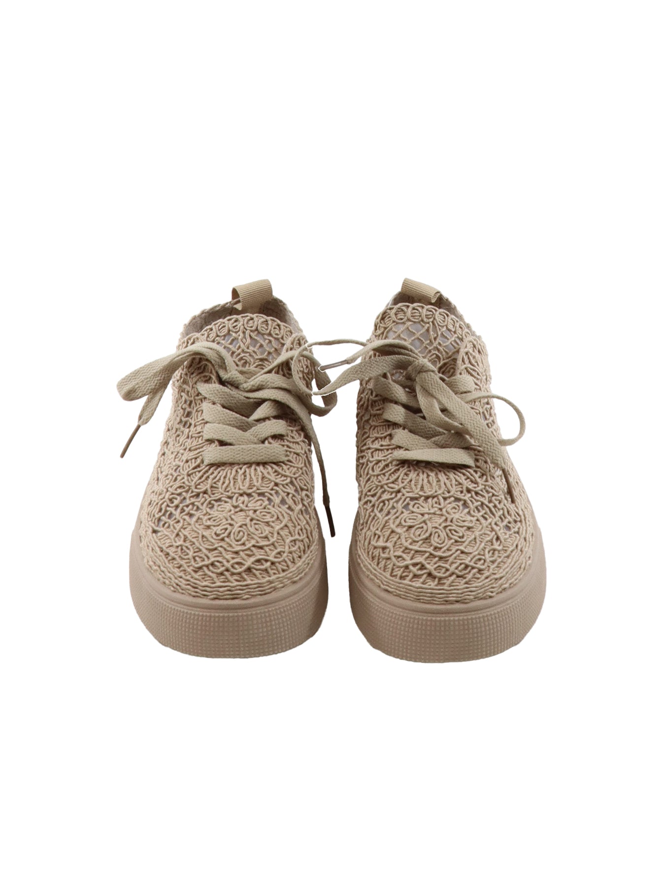 Beige Sneaker mit Keilabsatz und Spitze