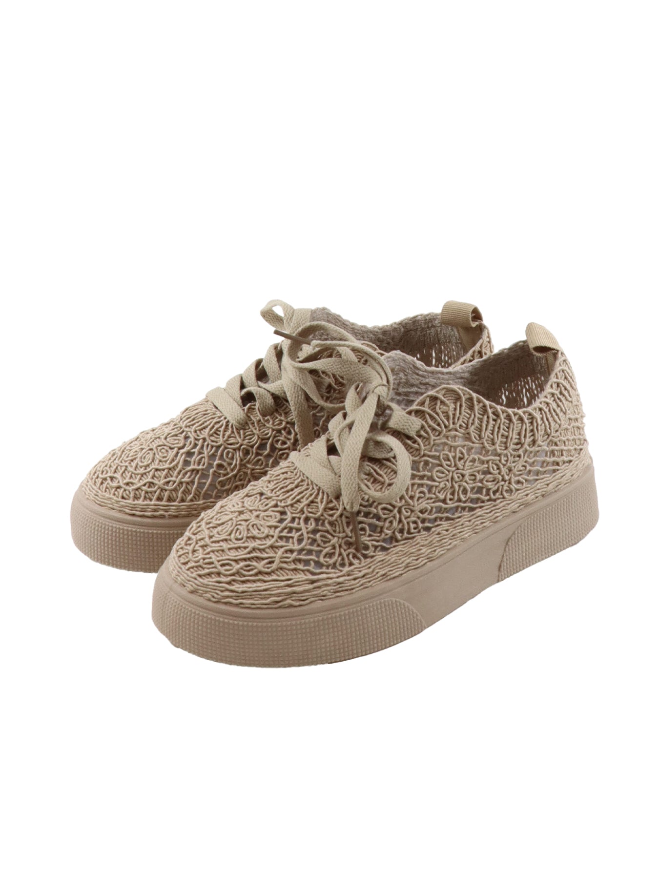 Beige Sneaker mit Keilabsatz und Spitze