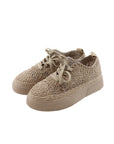 Beige Sneaker mit Keilabsatz und Spitze