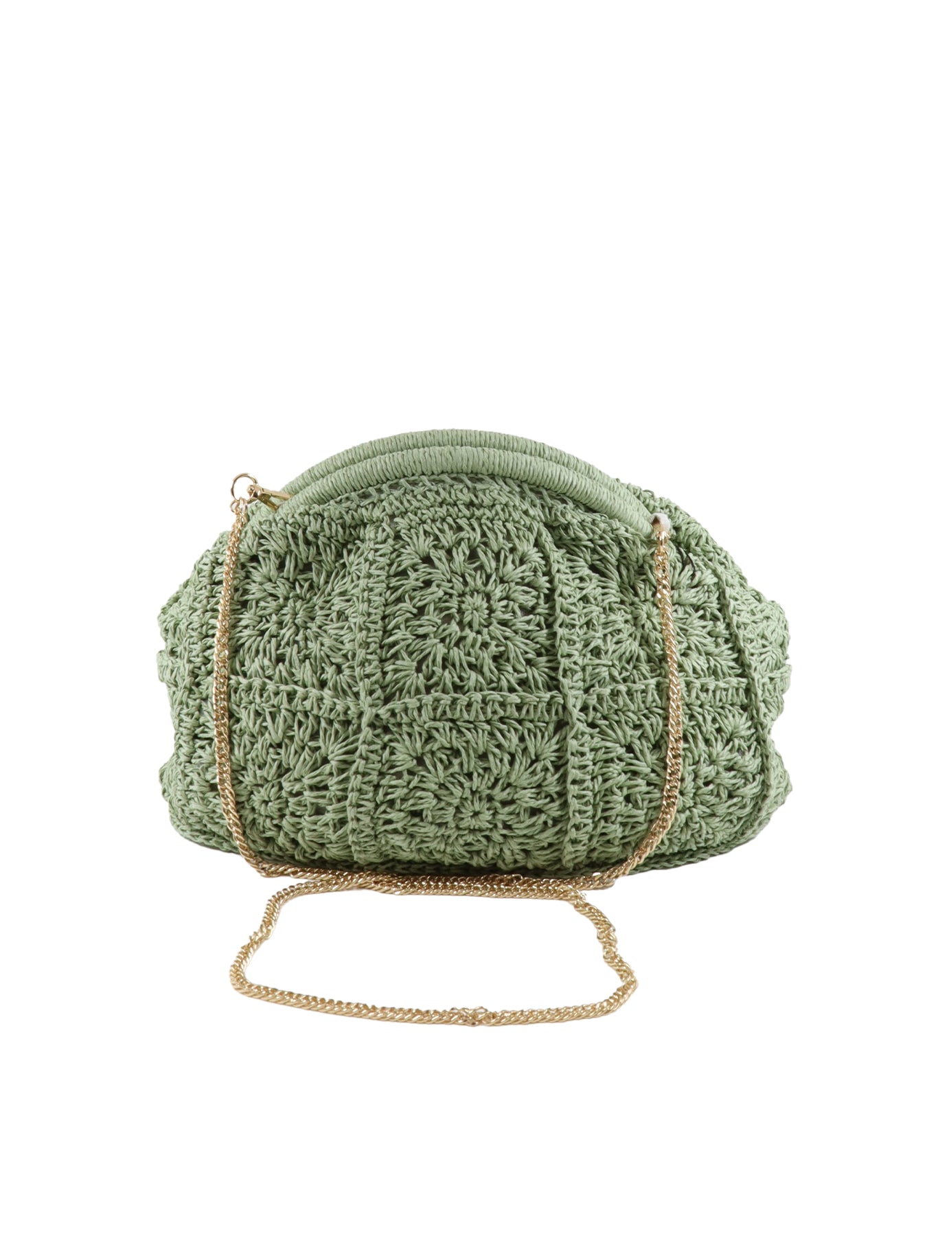 AUREN Grüne Handtasche aus gewebtem Stroh