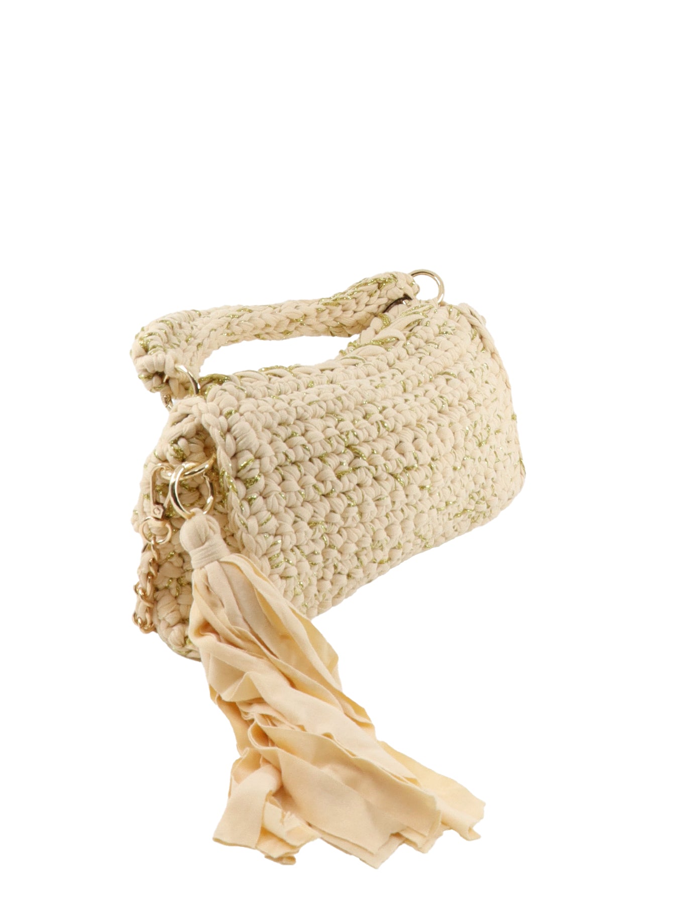 AUREN geflochtene Tasche in Ecru/Gold