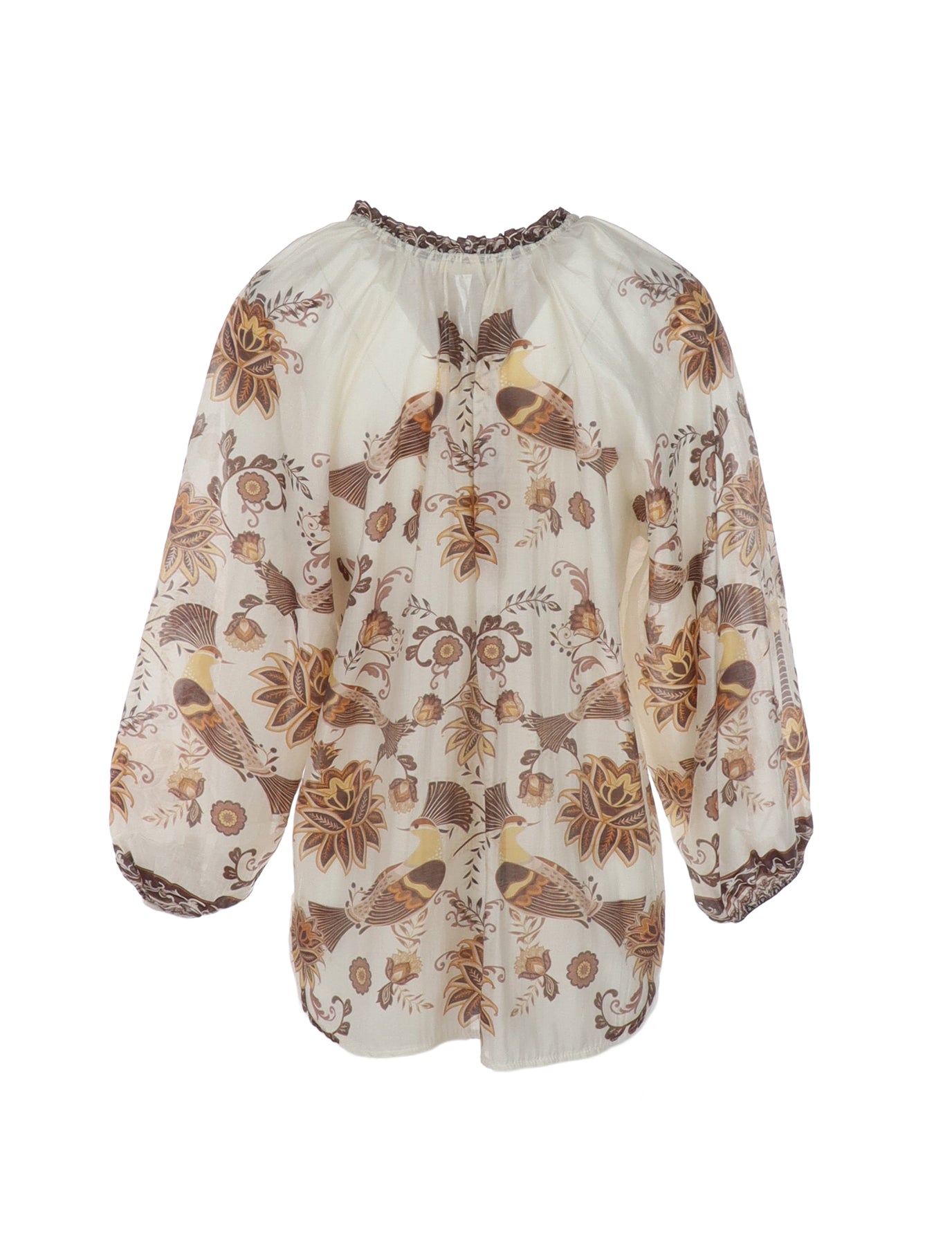 Blouse motifs fleurs marron-marine