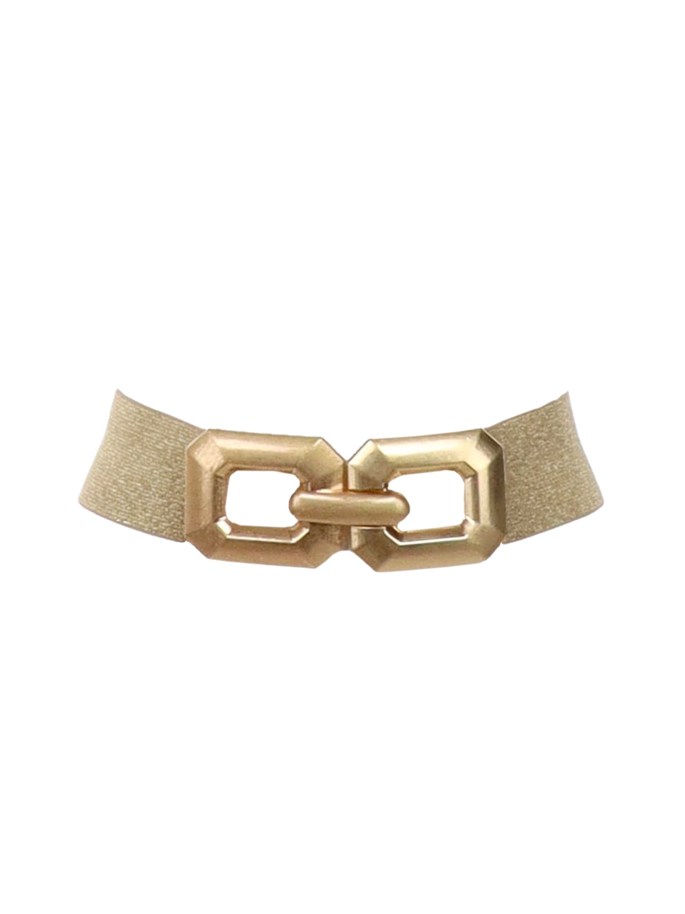 Ceinture en paille élastique or à double boucles dorées
