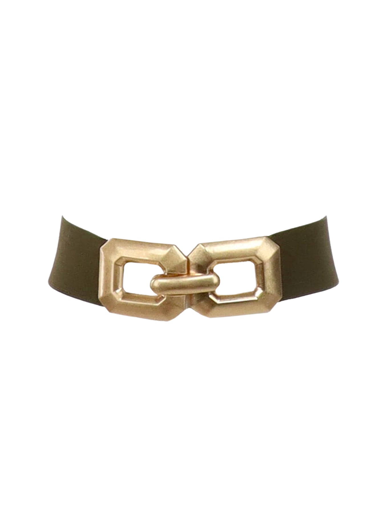 Ceinture élastique kaki très extensible à double boucles