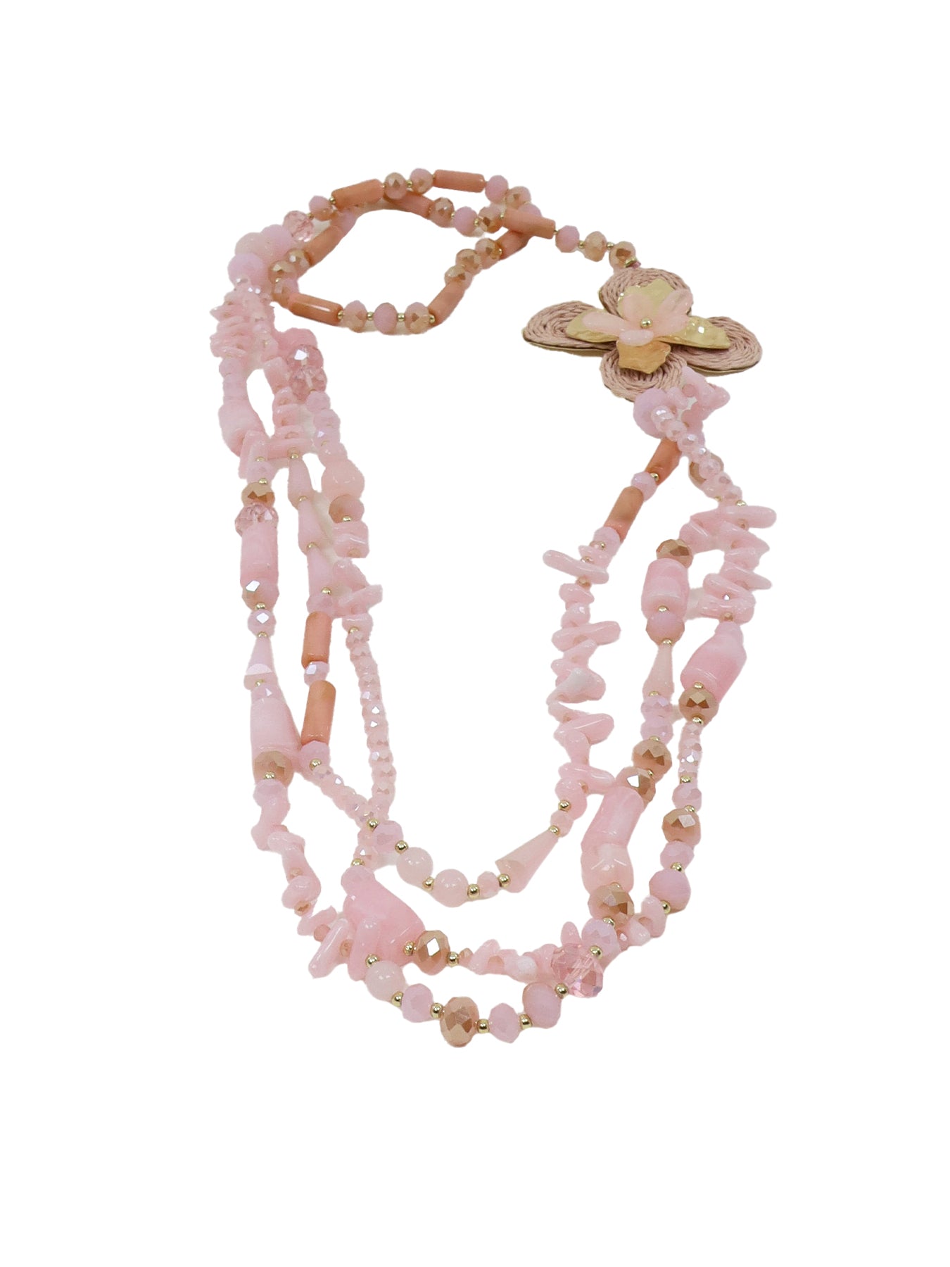 Collier fleur rose pâle