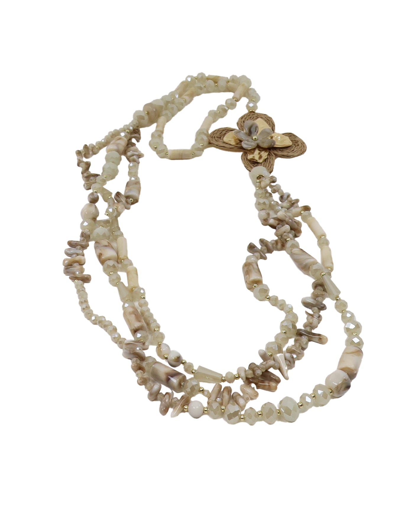 Collier fleur beige