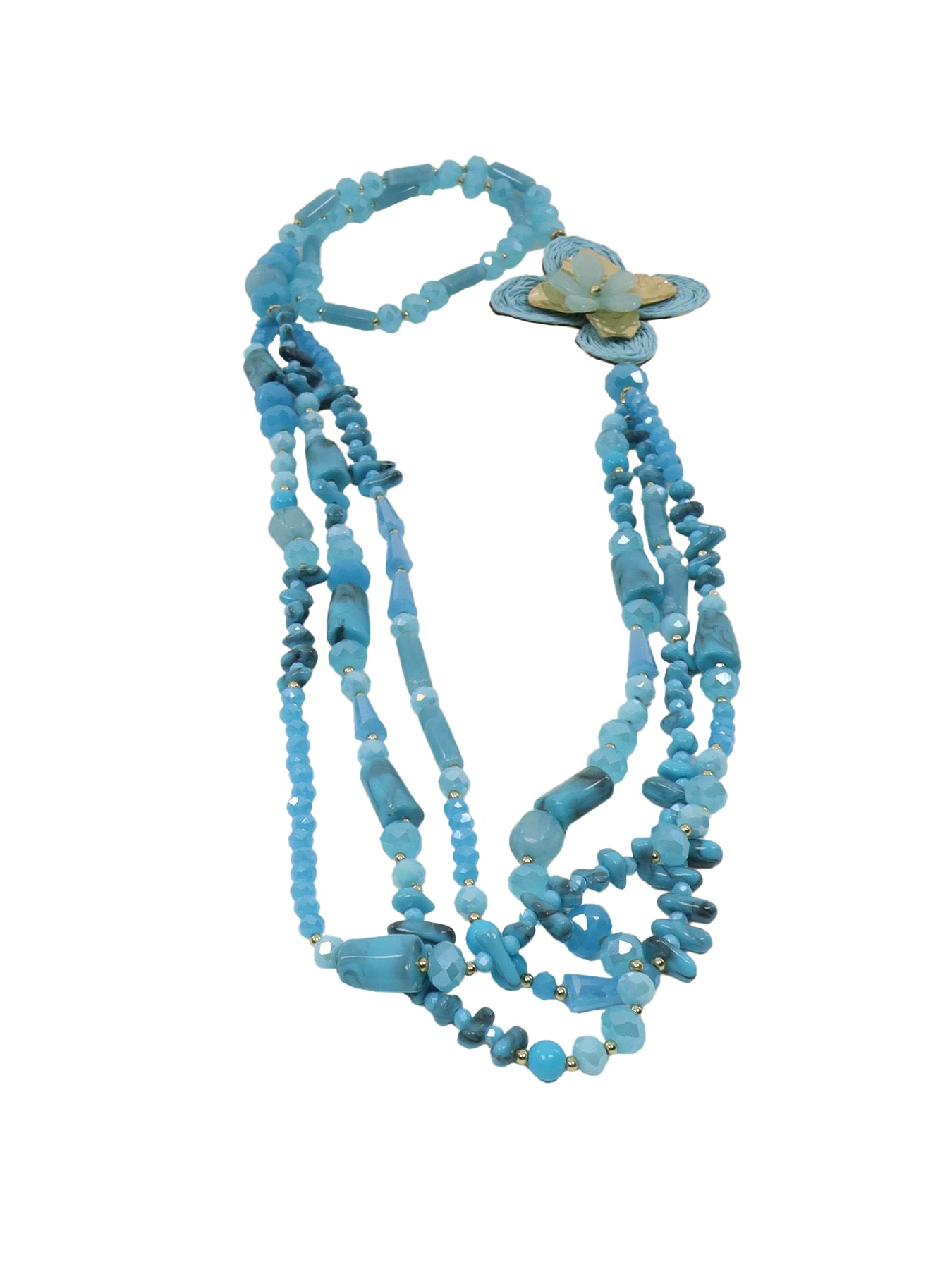 Collier fleur turquoise