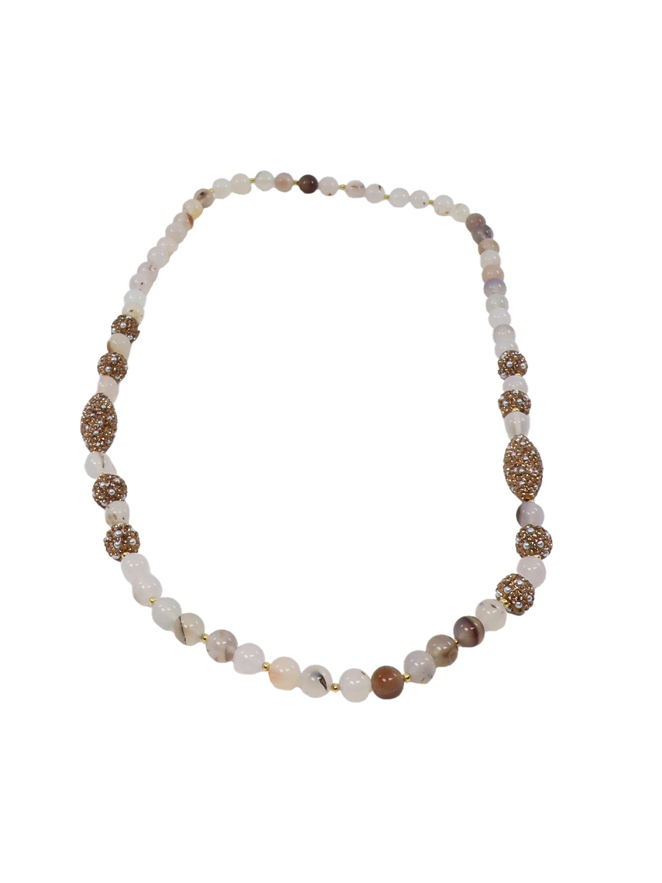 Collier perles et strass écru