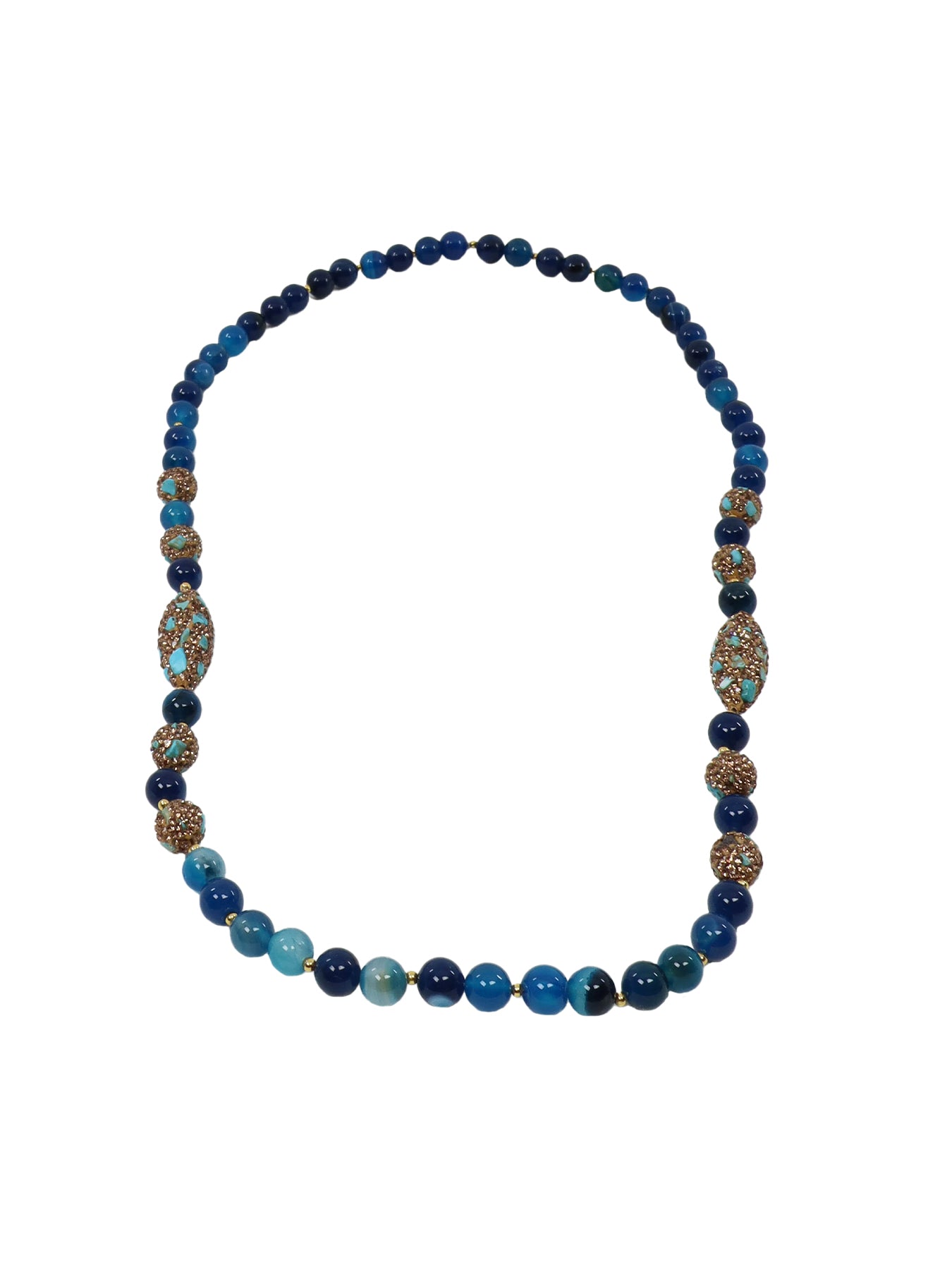 Collier perles et strass marine
