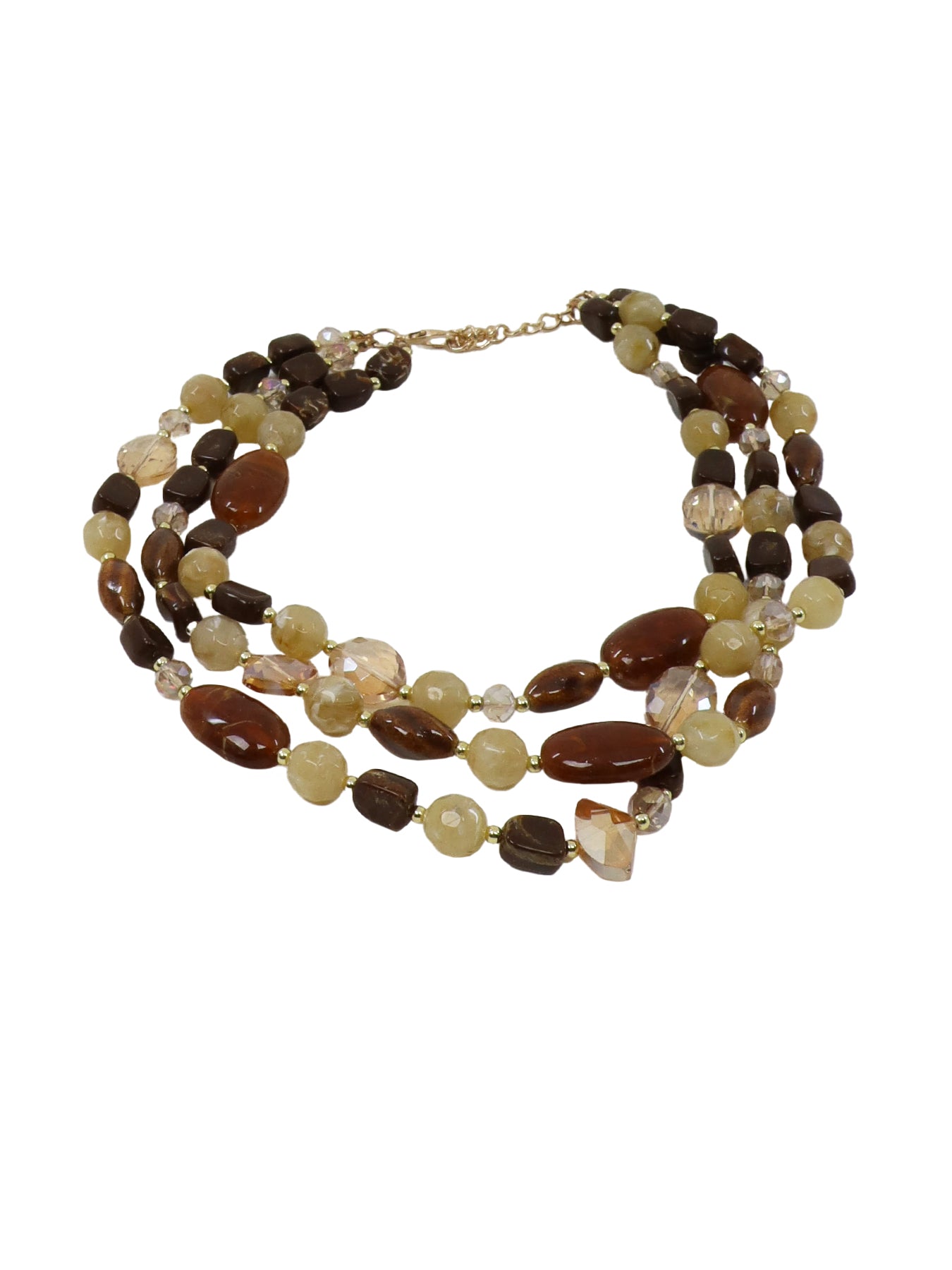 Collier 3 rangs couleur terre