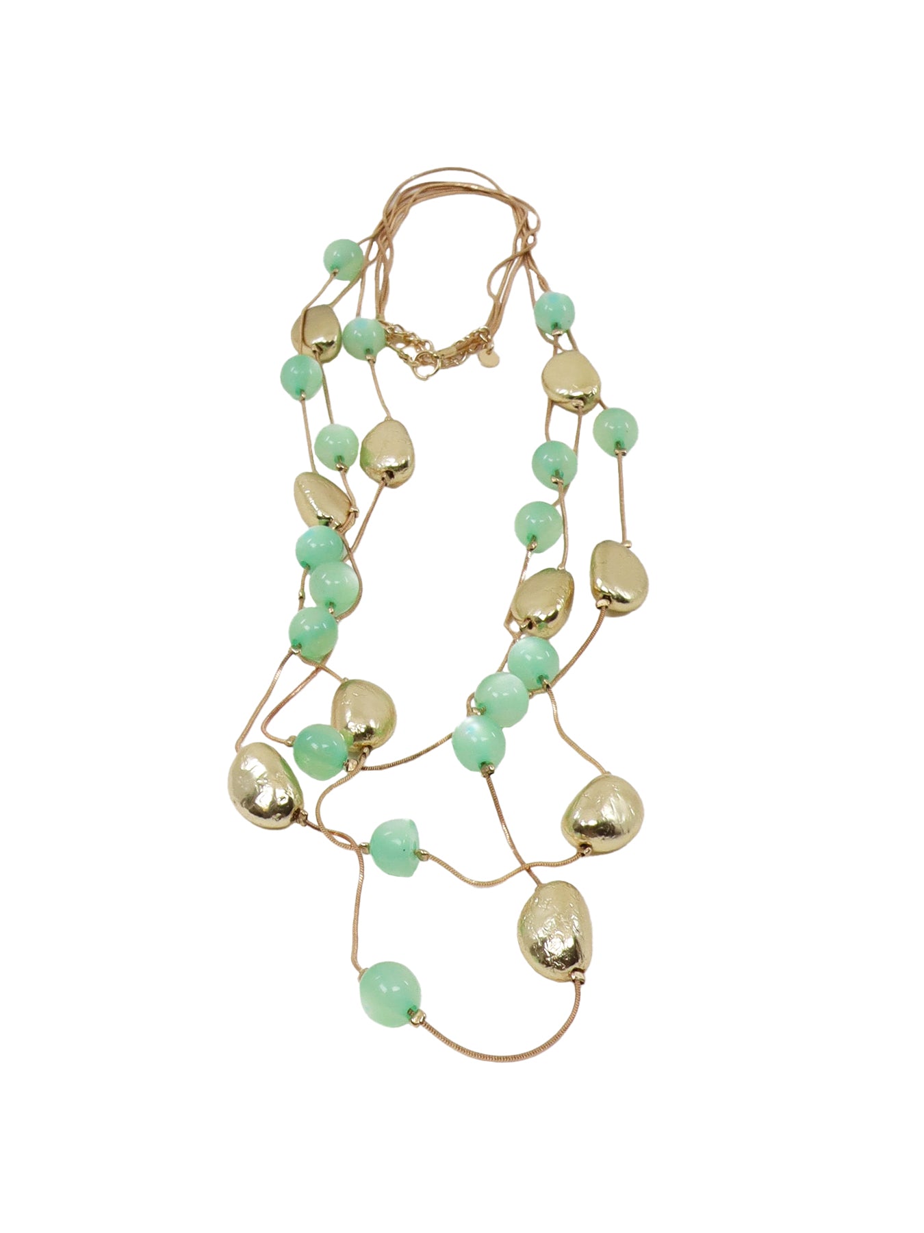 Collier long fin perles vert d'eau