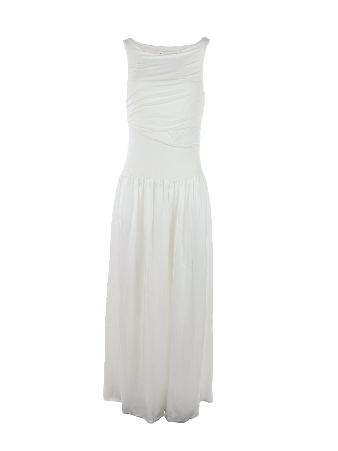 Robe longue drapée en soie et viscose blanc Natacha