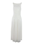 Robe longue drapée en soie et viscose blanc Natacha