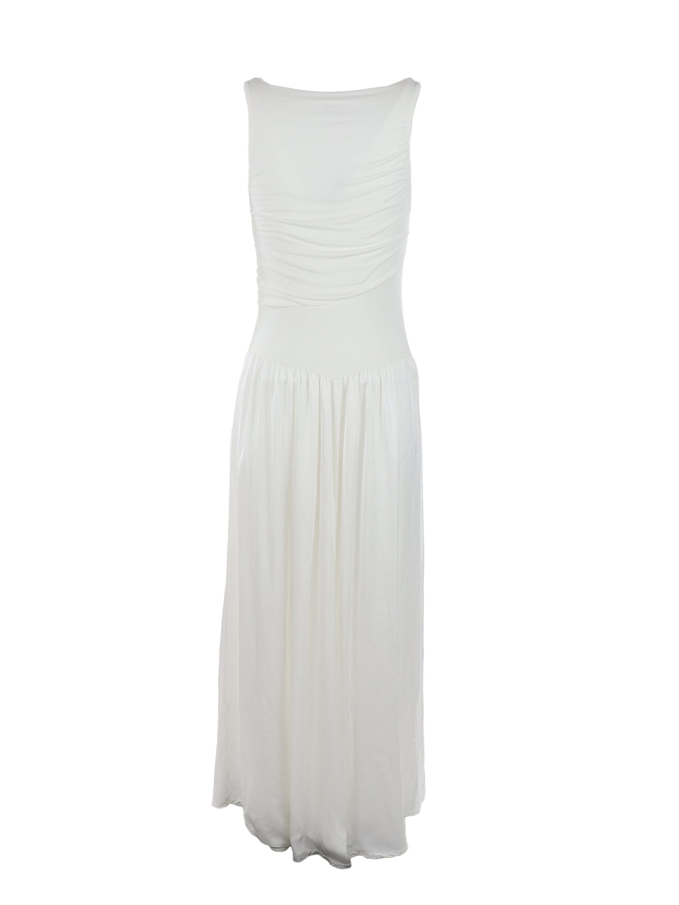 Robe longue drapée en soie et viscose blanc Natacha