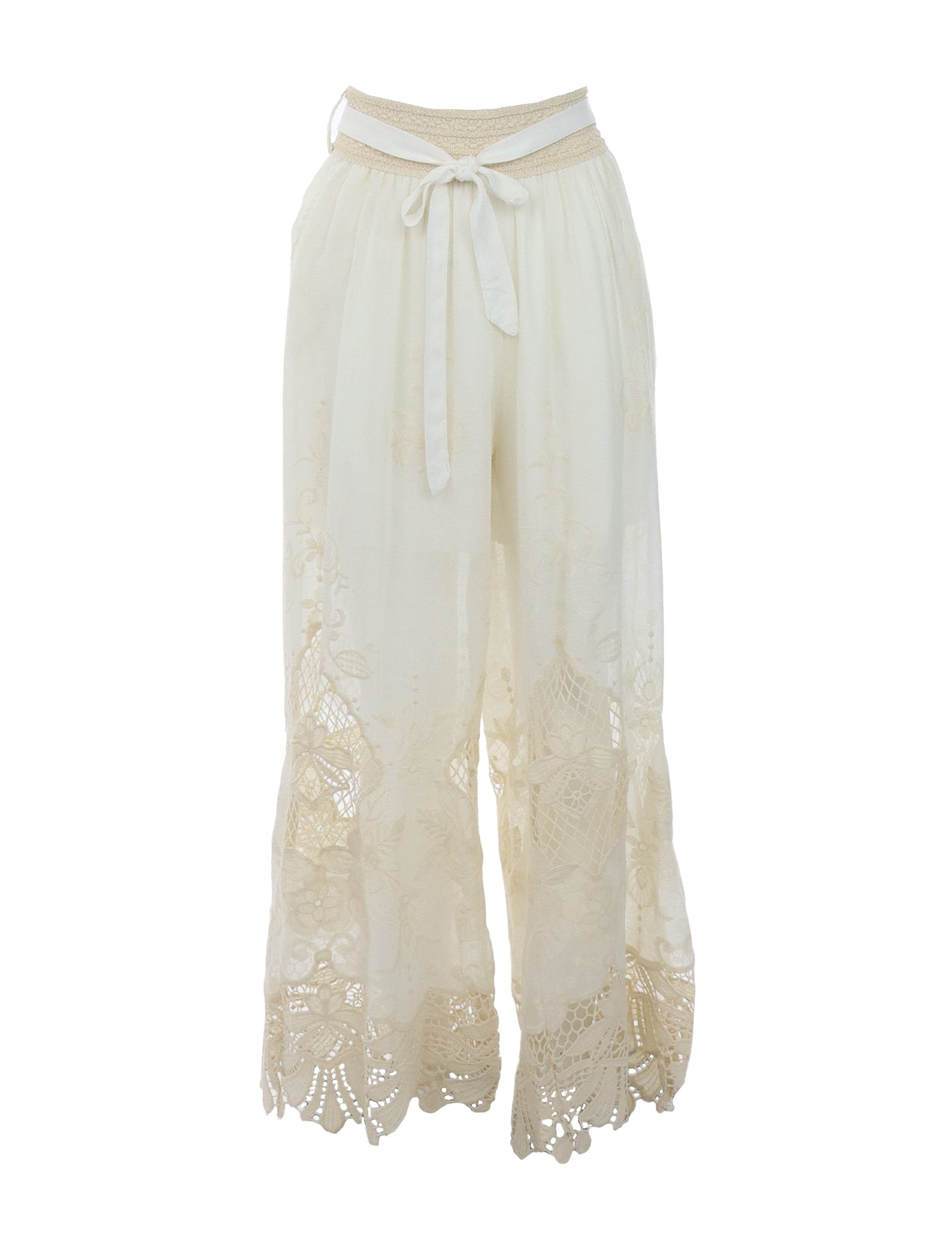Pantalon broderie anglaise écru