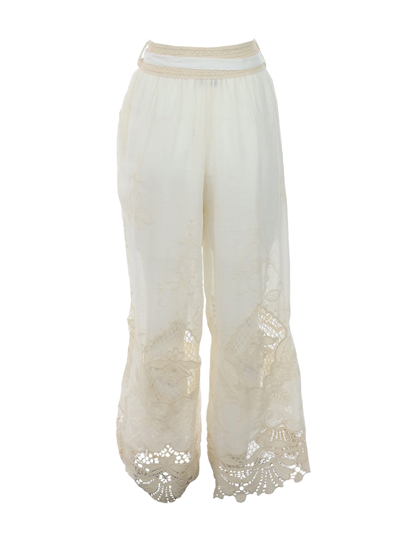 Pantalon broderie anglaise écru