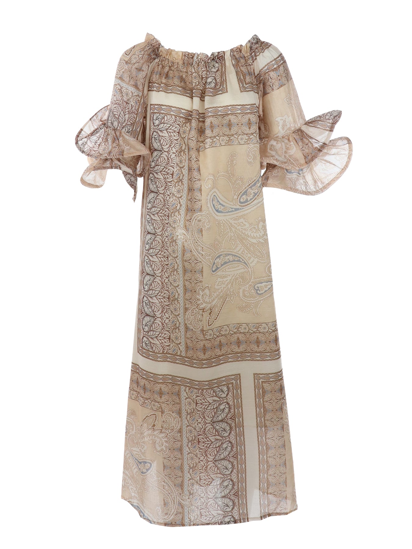 Robe légère motifs cachemires beige taupe