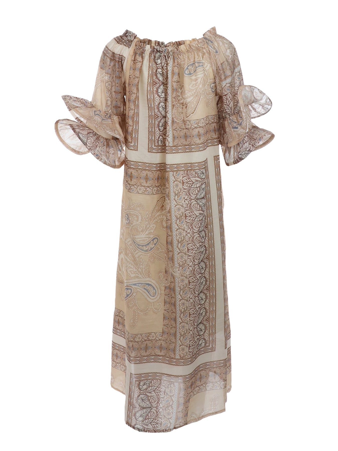 Robe légère motifs cachemires beige taupe