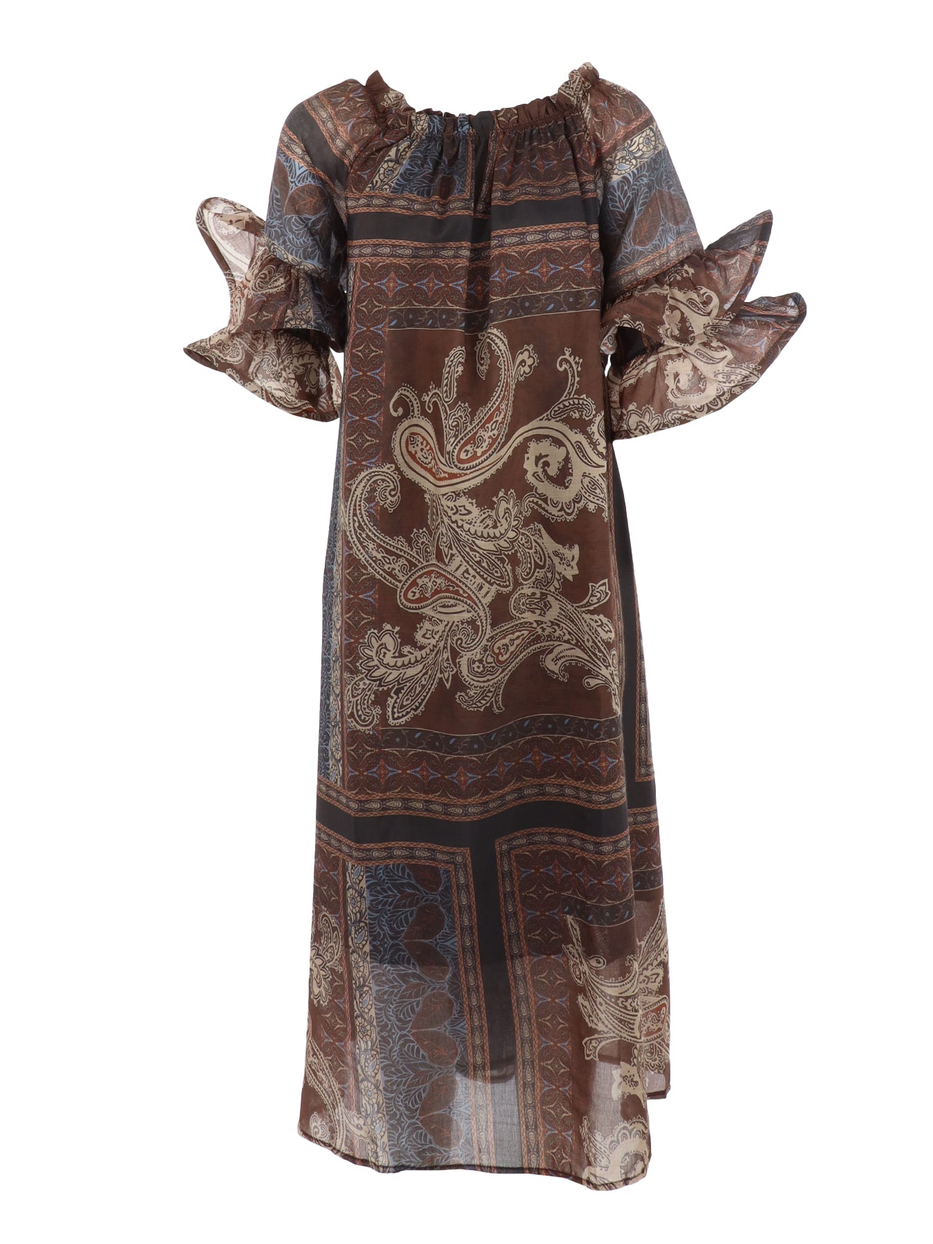 Robe légère motifs cachemire taupe marine