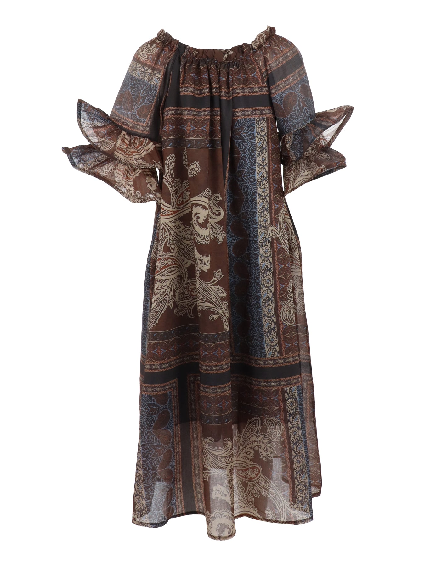 Robe légère motifs cachemire taupe marine
