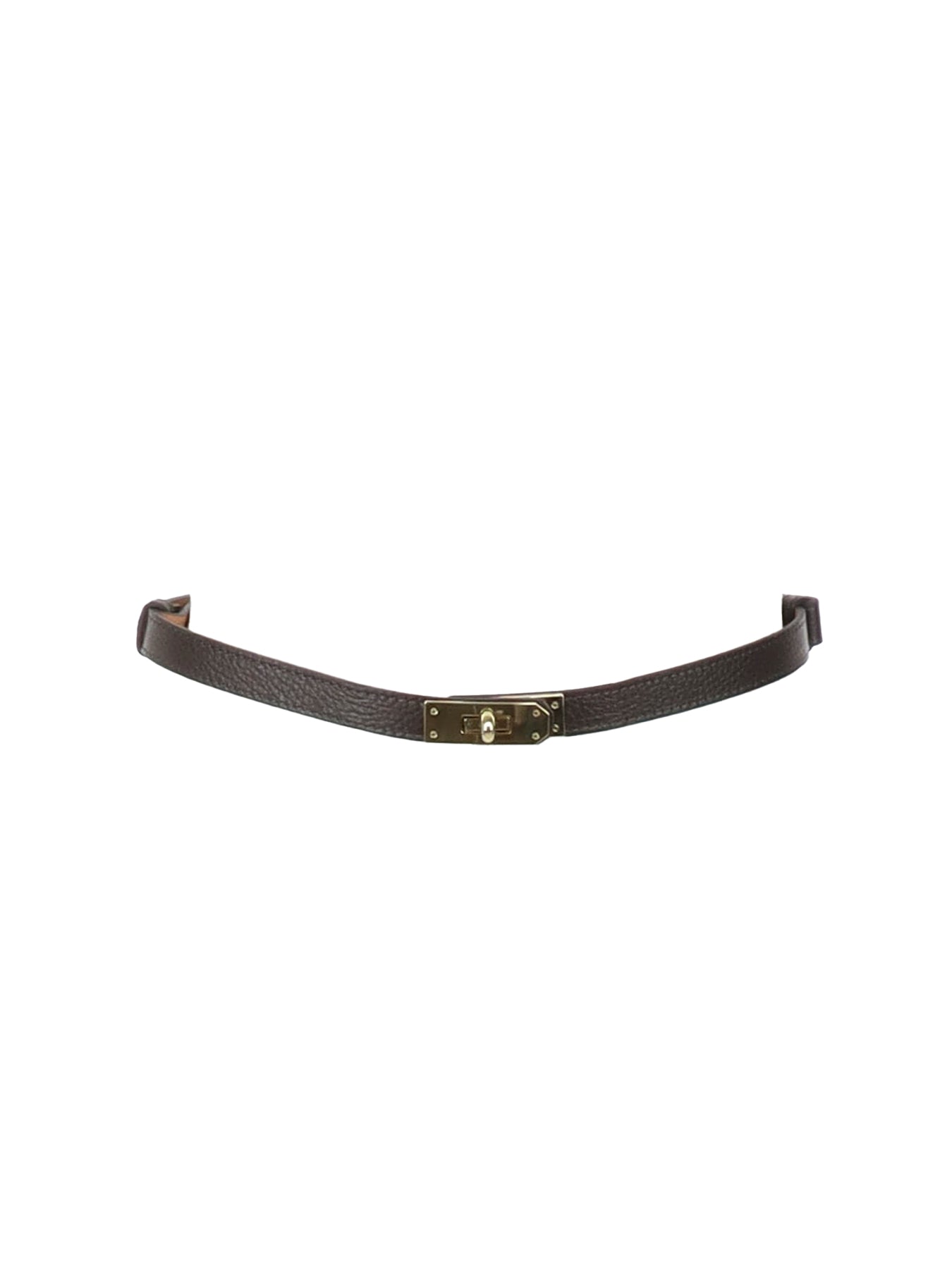 Ceinture fine cuir marron fermoir doré