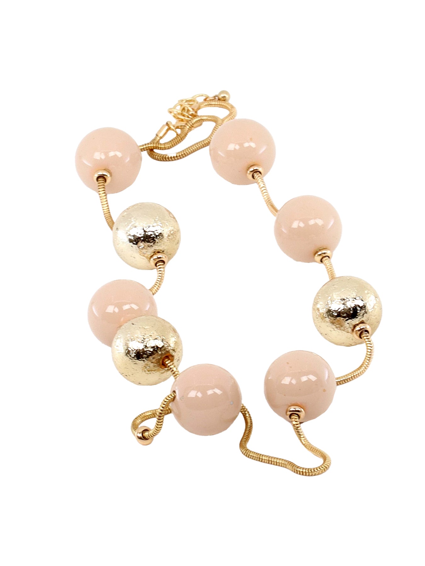 Collier boules beige et doré