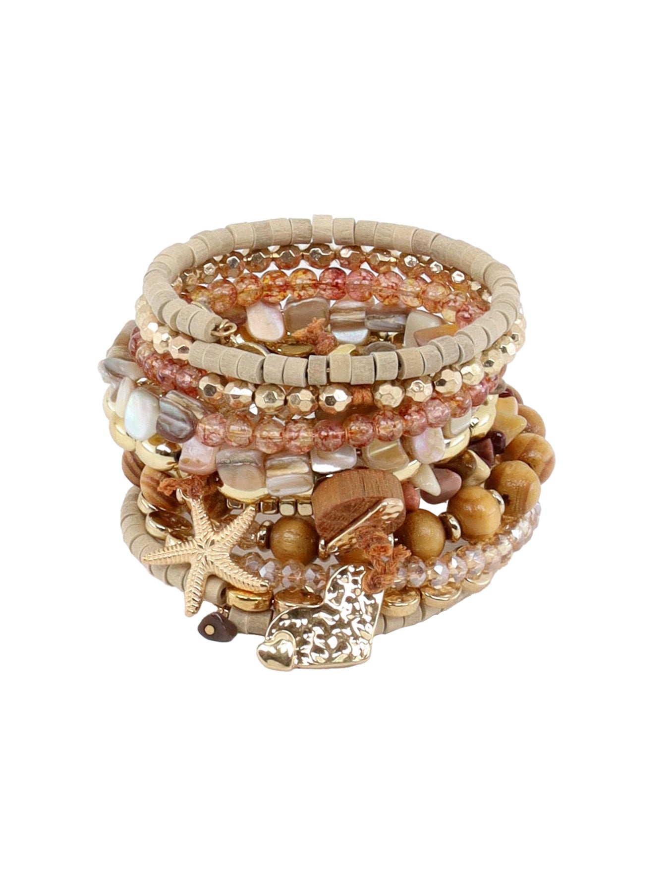 Bracelet multi-rangs camel étoile de mer