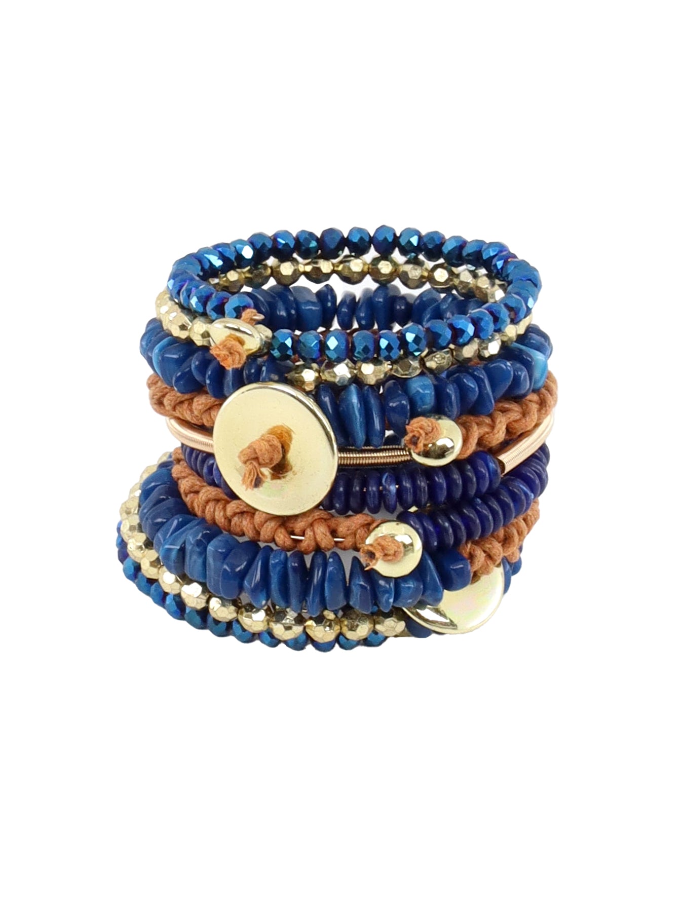 Bracelet multi-rangs bleu roi-camel