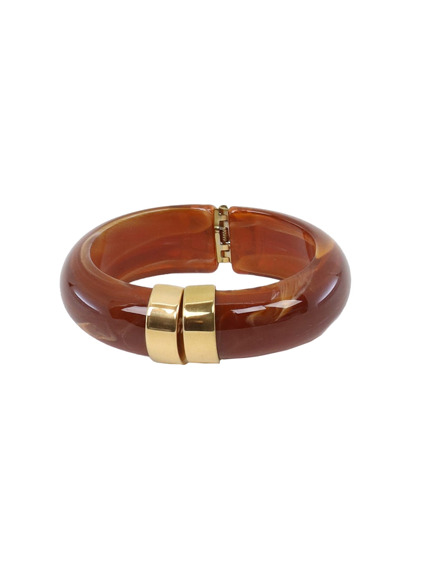 Bracelet rigide camel fermoir doré