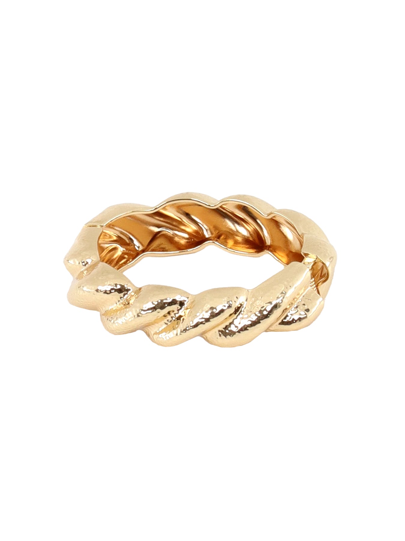 Bracelet manchette doré martelé torsadé