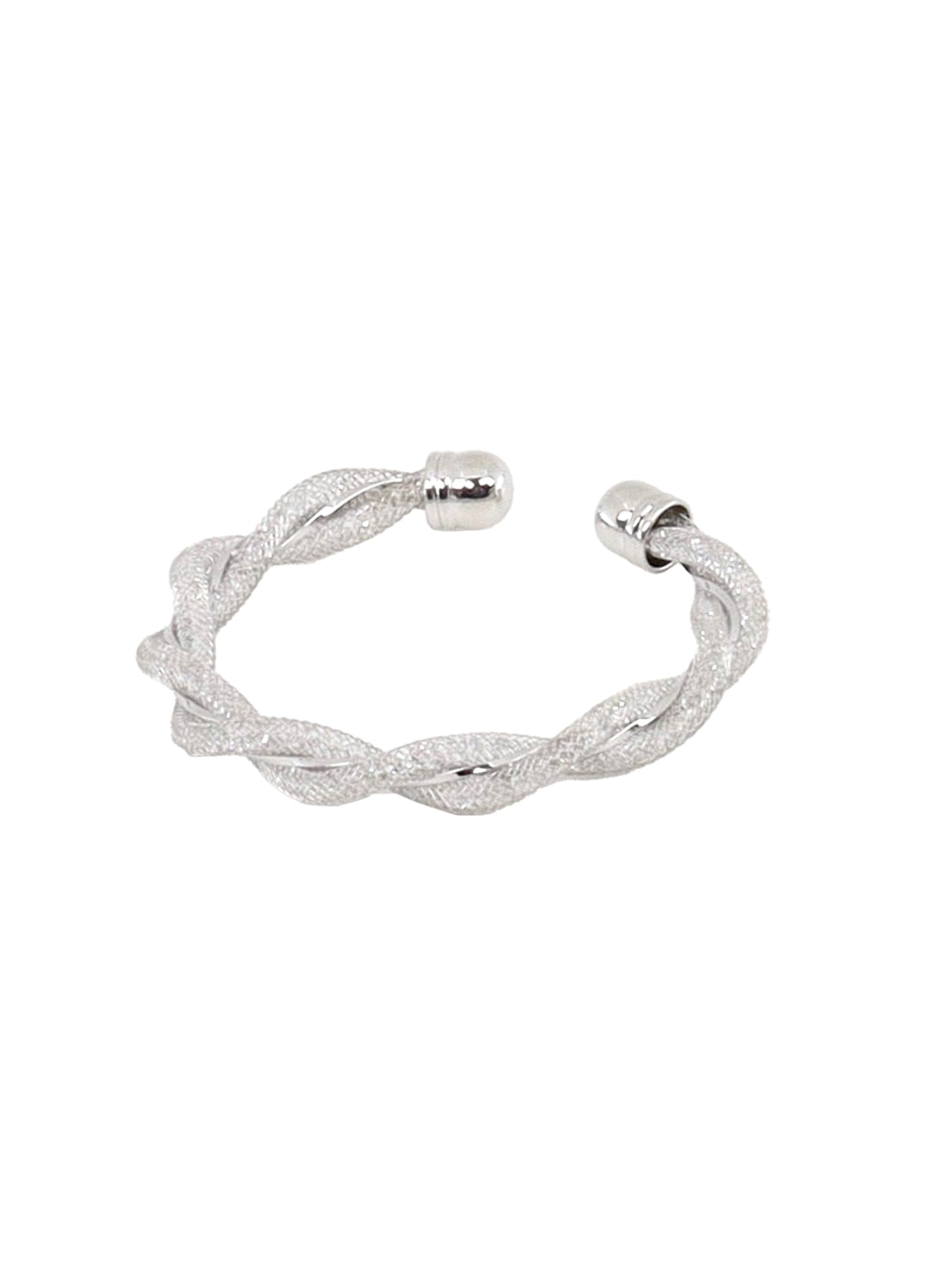 Bracelet fin torsadé argenté / strass