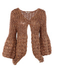 Cardigan camel grosse maille