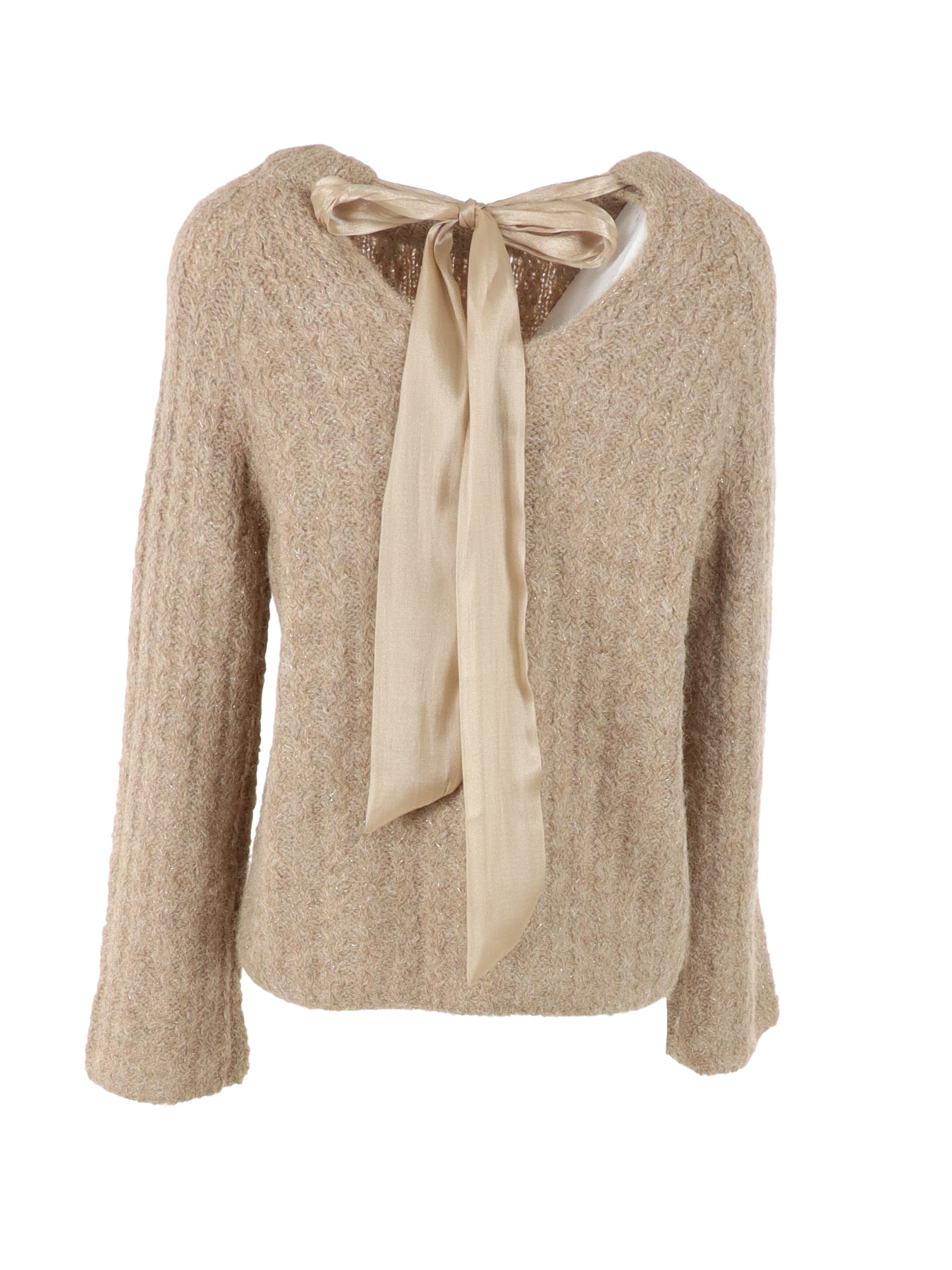 Pull beige noeud dos