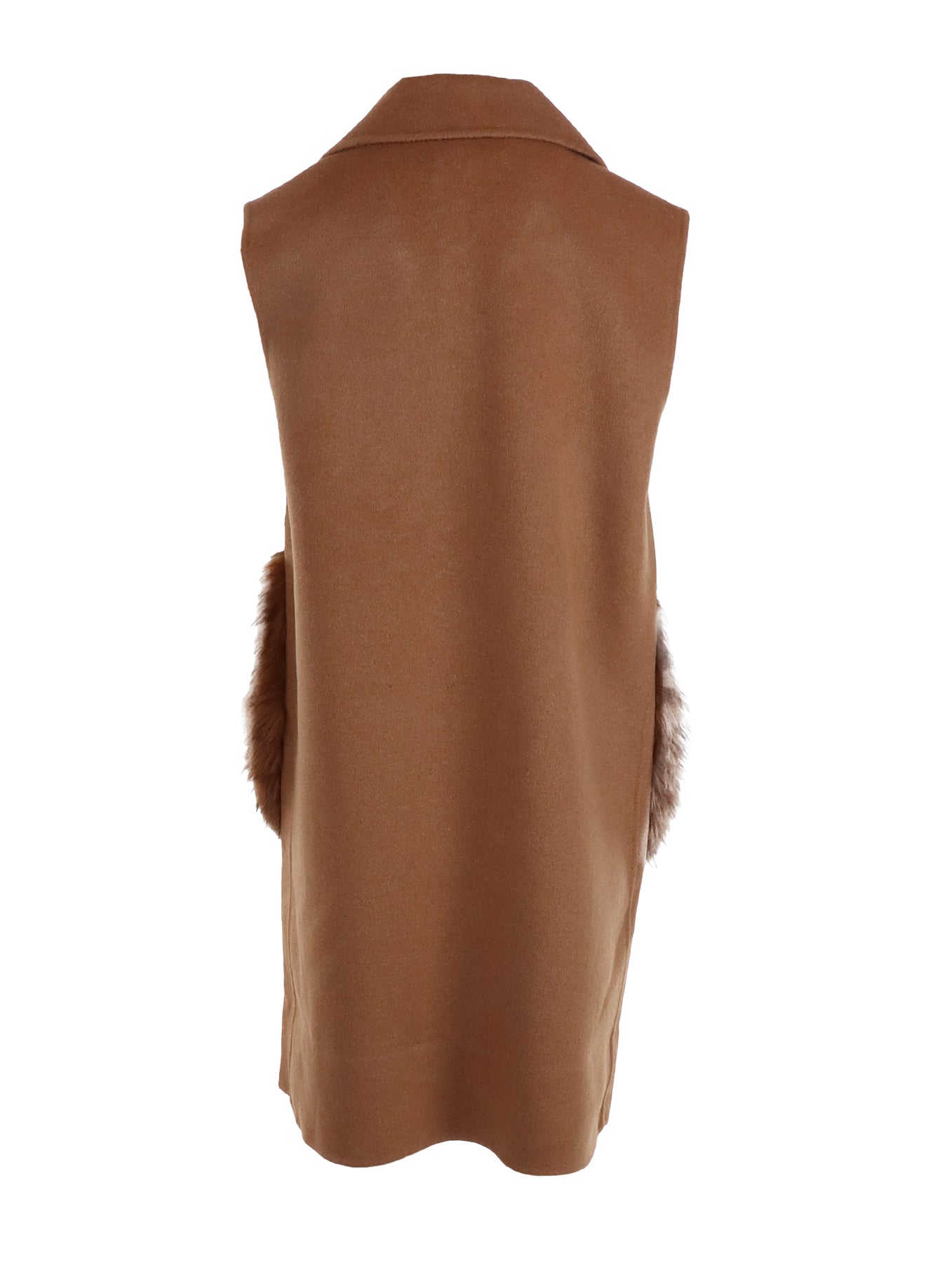 Gilet cognac 2 poches fourrure
