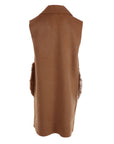 Gilet cognac 2 poches fourrure
