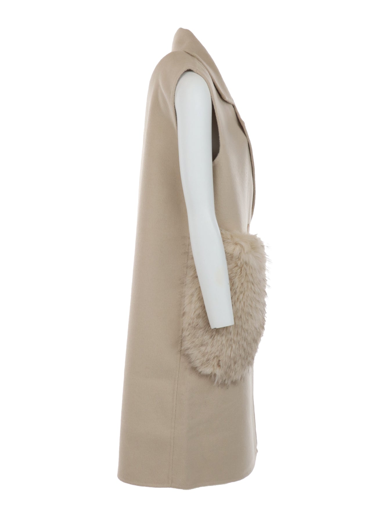 Gilet beige 2 poches fourrure