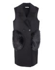 Gilet noir 2 poches fourrure