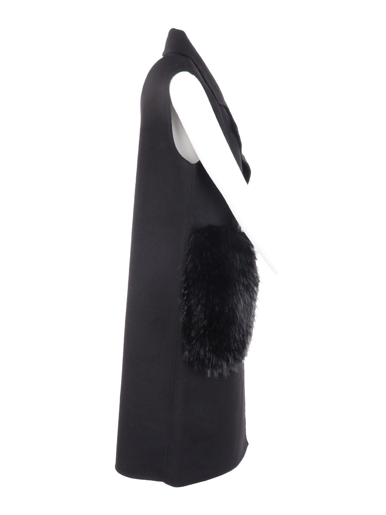Gilet noir 2 poches fourrure