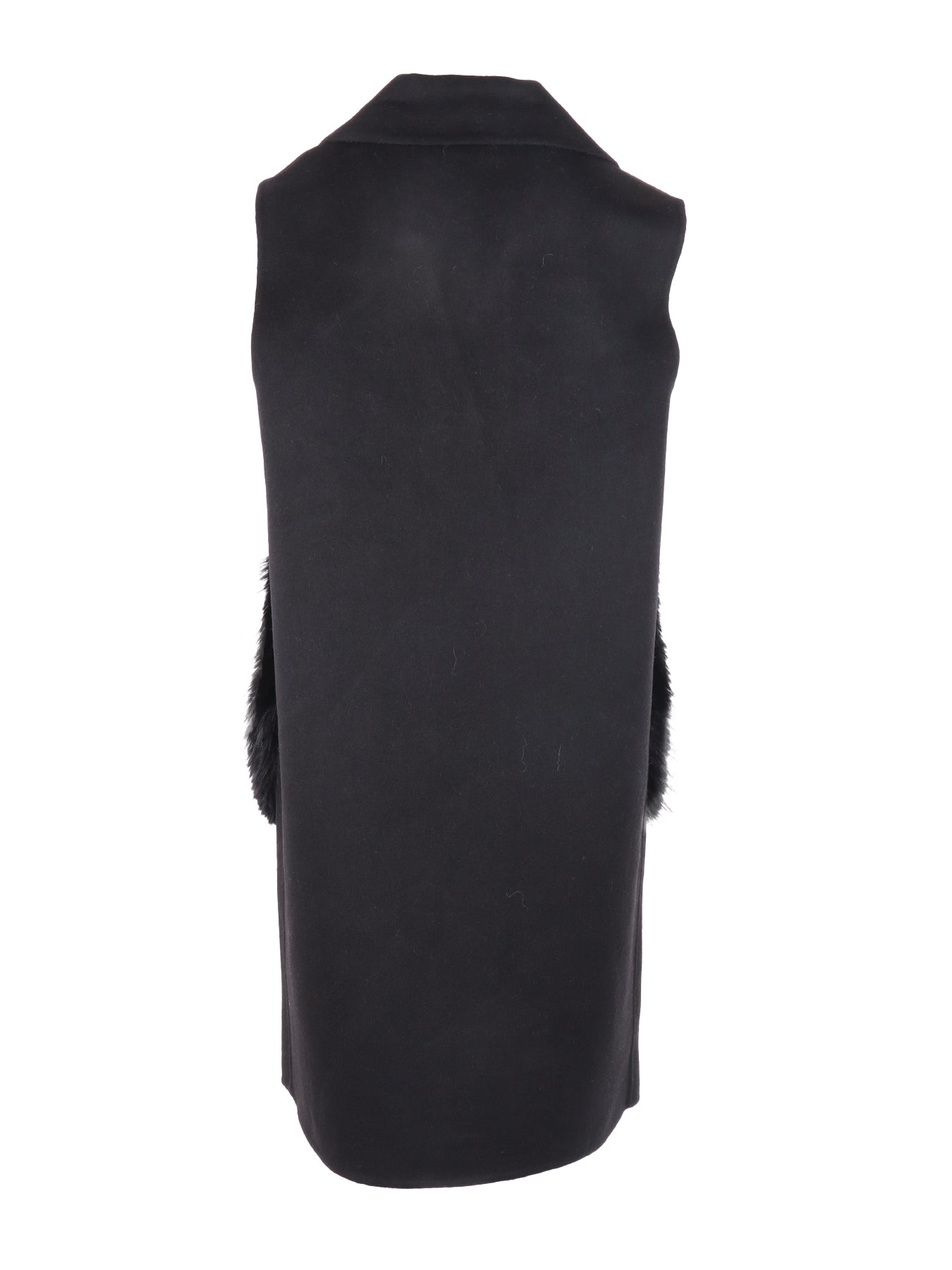 Gilet noir 2 poches fourrure